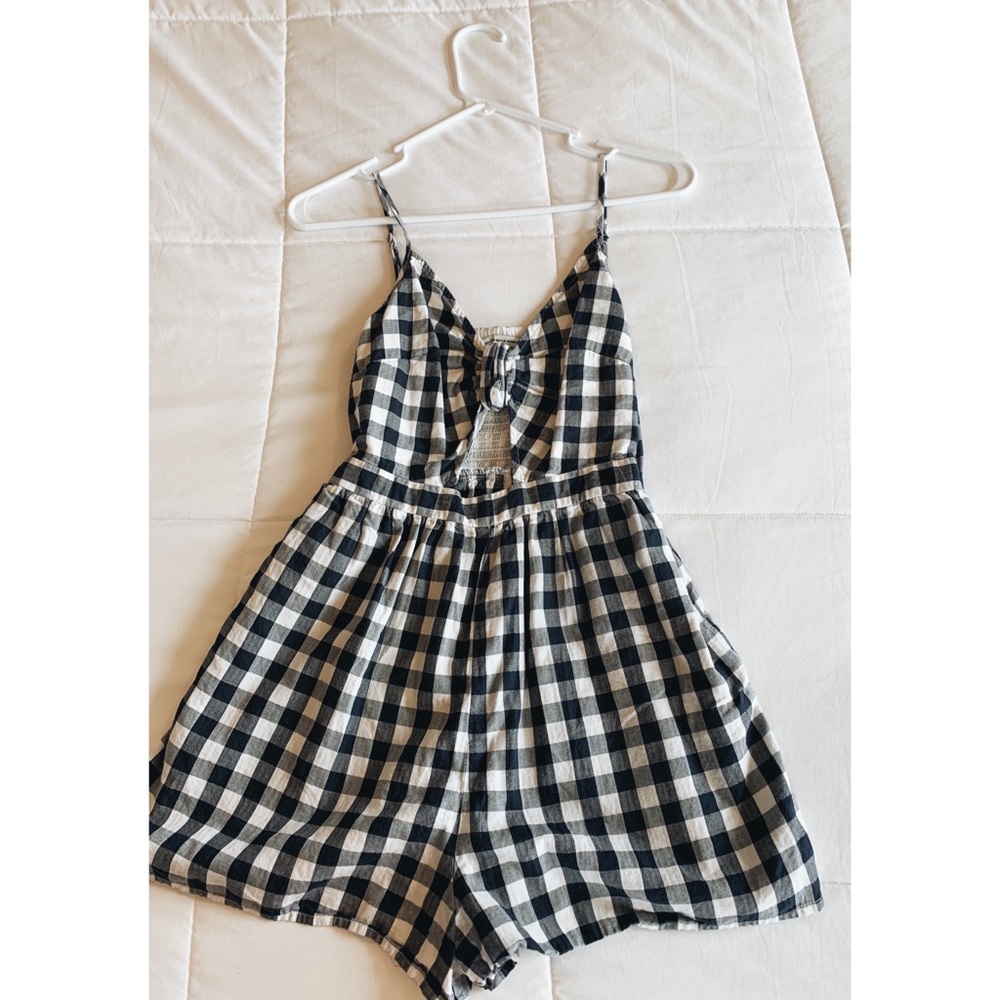Checkered print romper